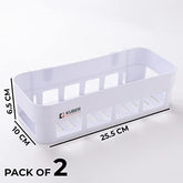 Kuber Industries Pack of 4 Bathroom & Kitchen Organizer PP|Durable & Non-Toxic|Self-Adhesive|Drainage Holes|Multipurpose Set of Storage Racks & Shelves|Set of 2|A50532|White